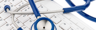 Computer keyboard and stethoscope. IT for physicians.